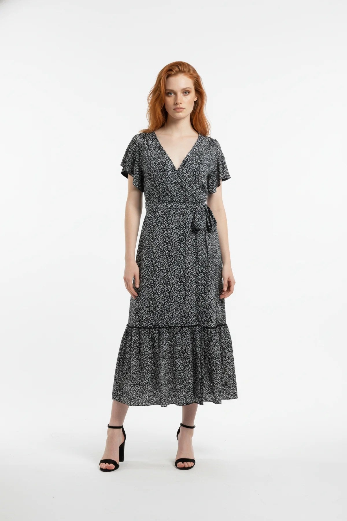 Kurzarm Midi Kleid