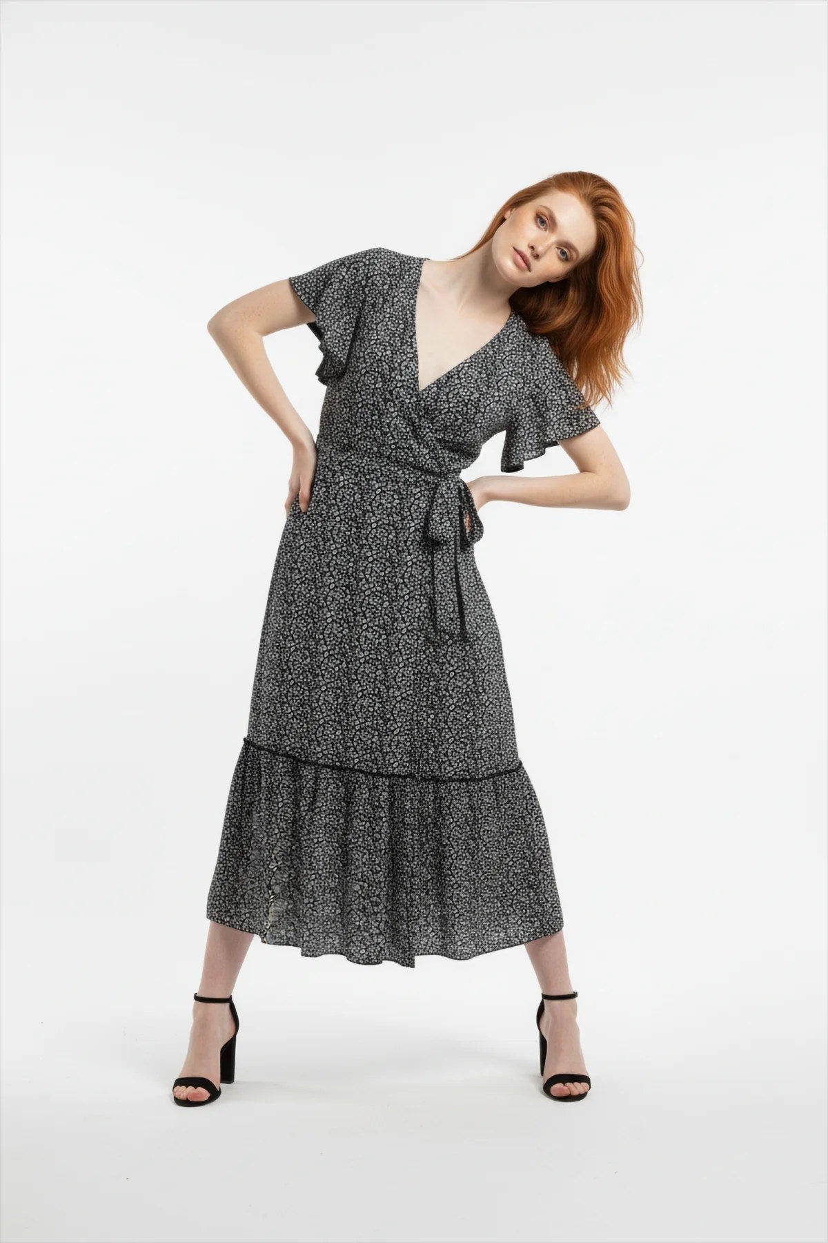 Kurzarm Midi Kleid