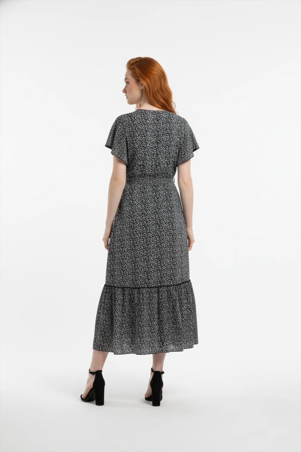 Kurzarm Midi Kleid