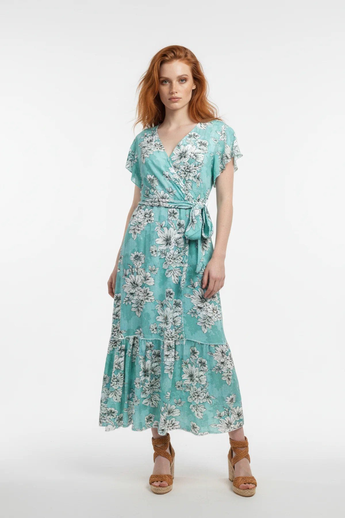Kurzarm Midi Kleid