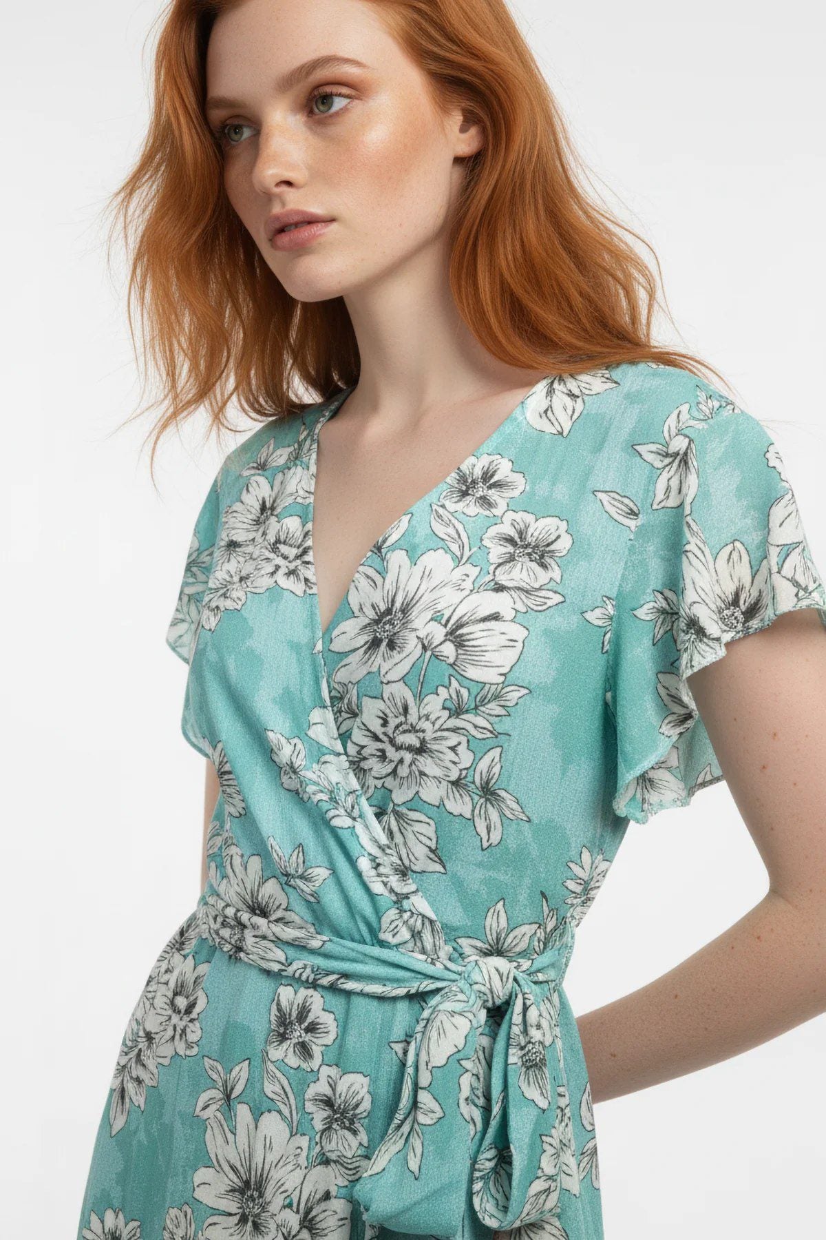 Kurzarm Midi Kleid