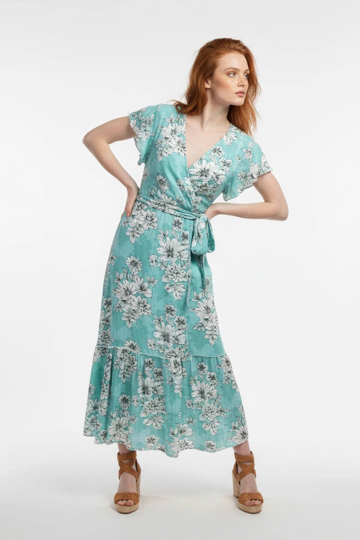 Kurzarm Midi Kleid