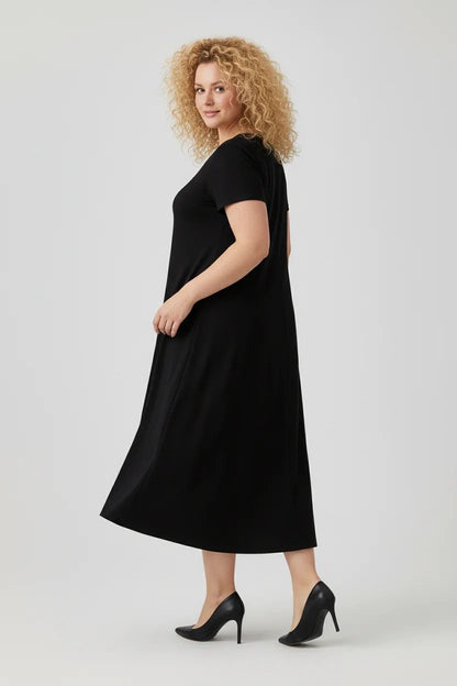 Kurzärmeliges Freizeitkleid mit Rundhalsausschnitt