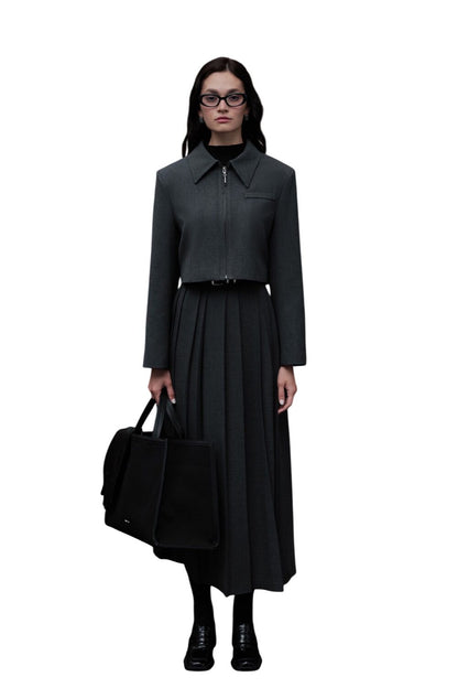 Klassischer Crop-Blazer, schwarz