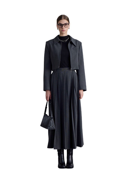 Klassischer Crop-Blazer, schwarz