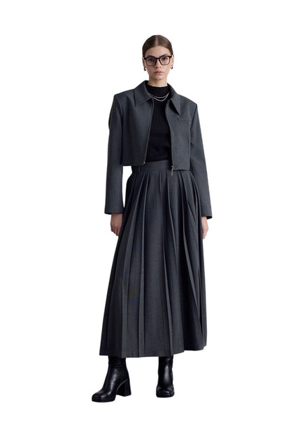 Klassischer Crop-Blazer, schwarz
