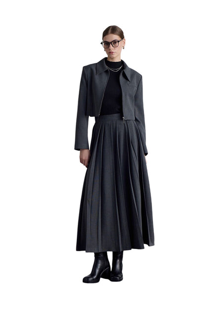 Klassischer Crop-Blazer, schwarz