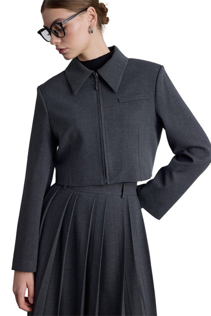 Klassischer Crop-Blazer, schwarz