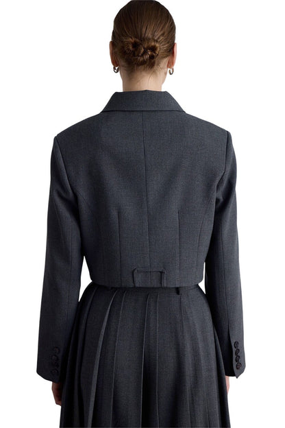 Klassischer Crop-Blazer, schwarz