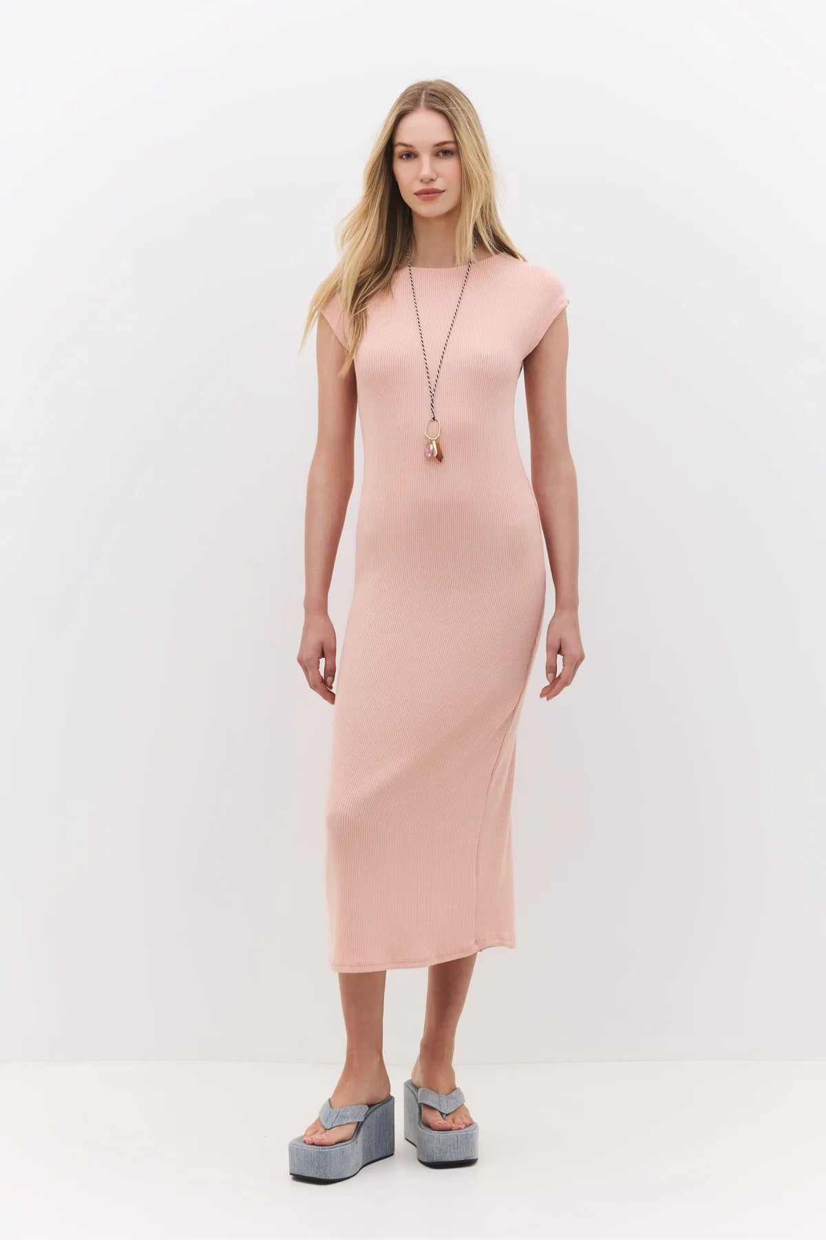 Kurzärmeliges Midikleid