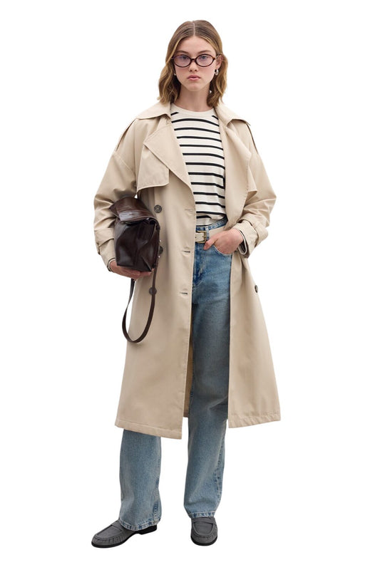 Knopftrenchcoat in Schwarz