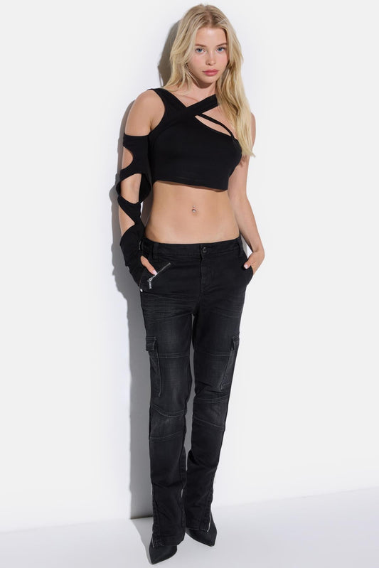 Bluse mit asymmetrischem Ausschnitt