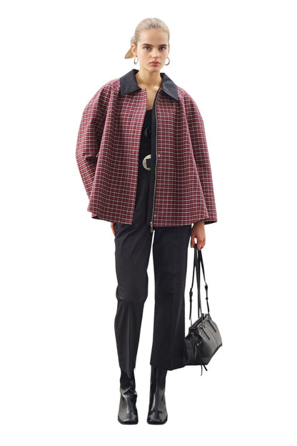Trenchcoat mit Kontrastkragen, schwarz