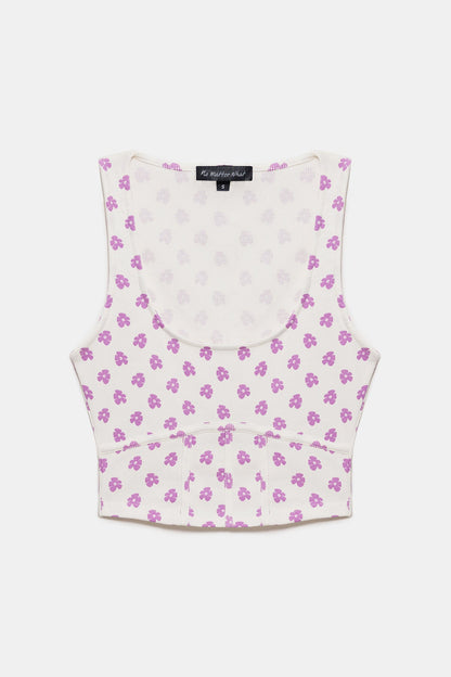 Bluse mit breiten Trägern und Muster