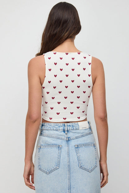 Bluse mit breiten Trägern und Muster