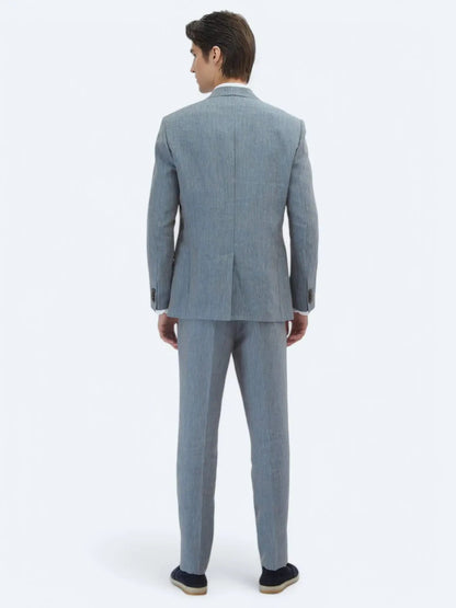 Gestreifter Modern Fit 100% Leinenanzug