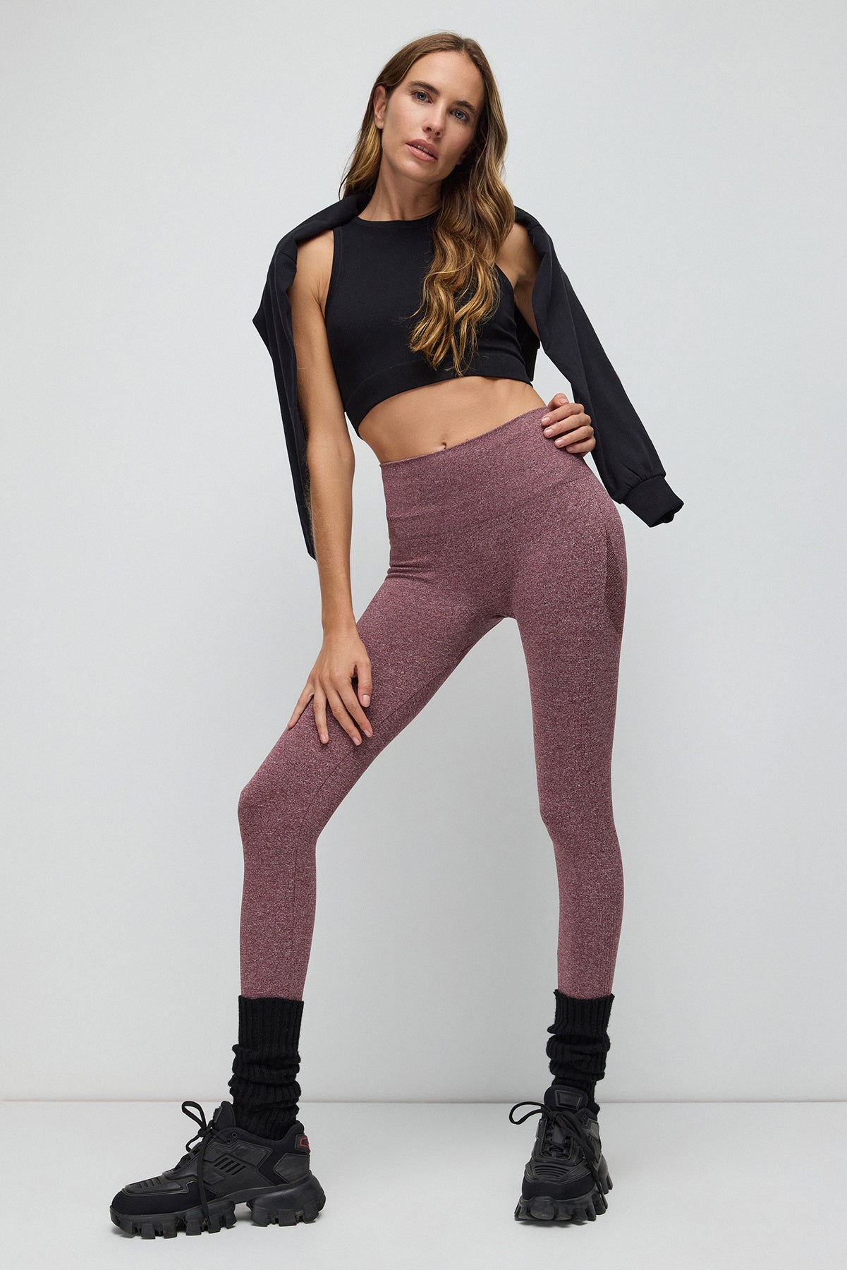 Nahtlose Sportleggings mit hohem Bund
