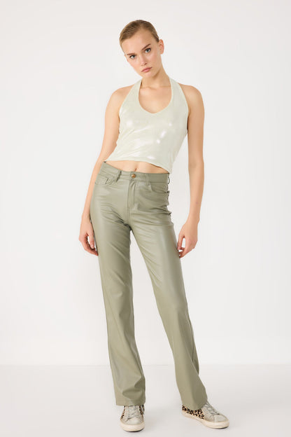 Neckholder-Crop-Bluse