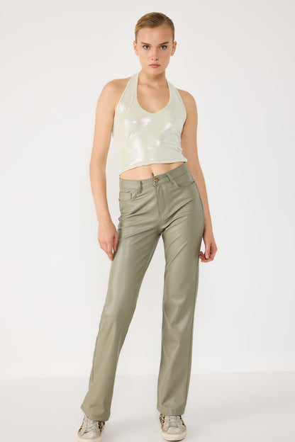 Neckholder-Crop-Bluse