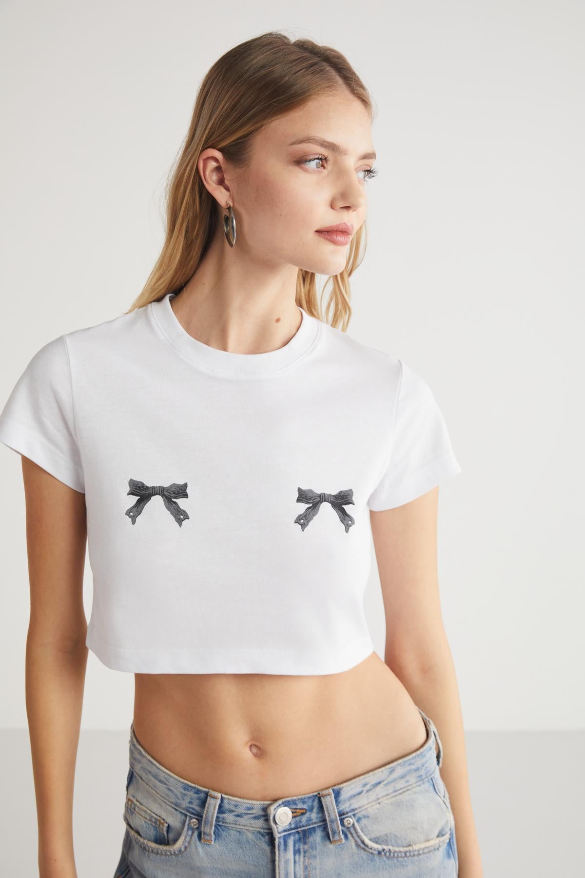 KRIM Damen Bio-Baumwolle Crop-Shirt