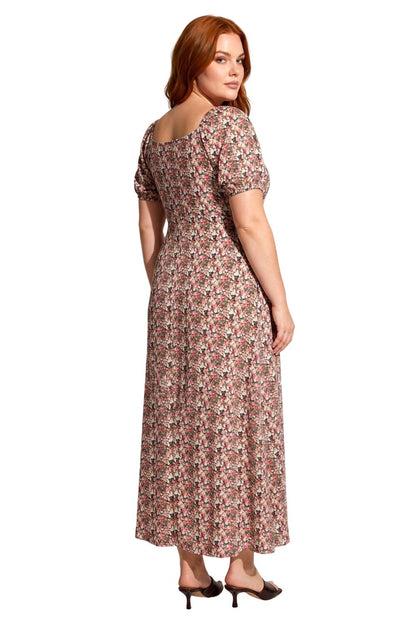 Wickelkragen Kurzarm Maxikleid