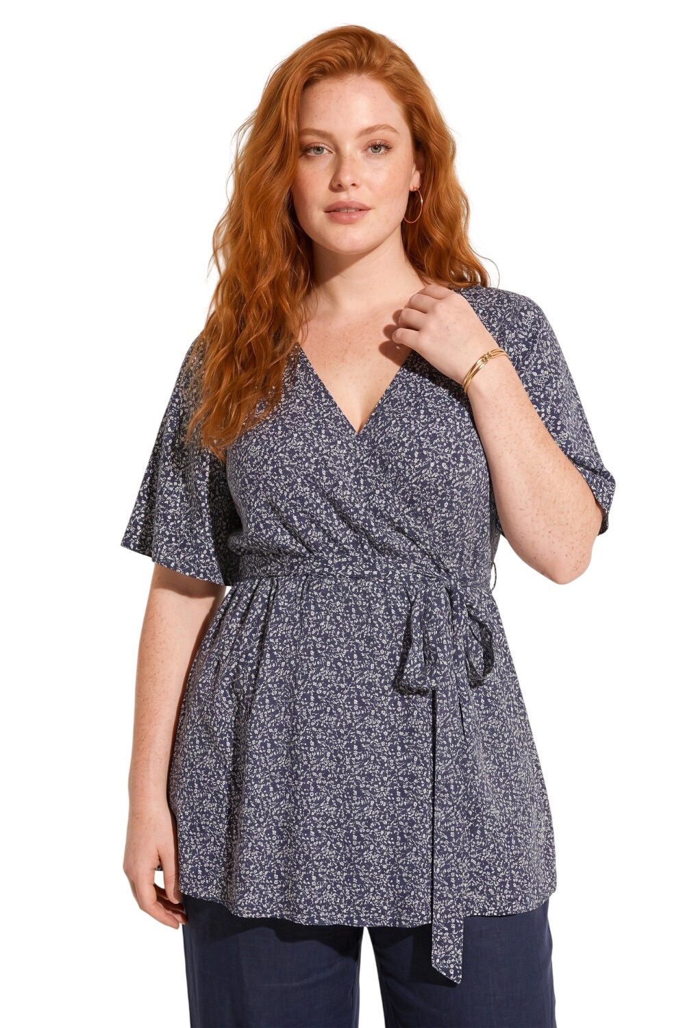 Musterbluse mit Schalkragen