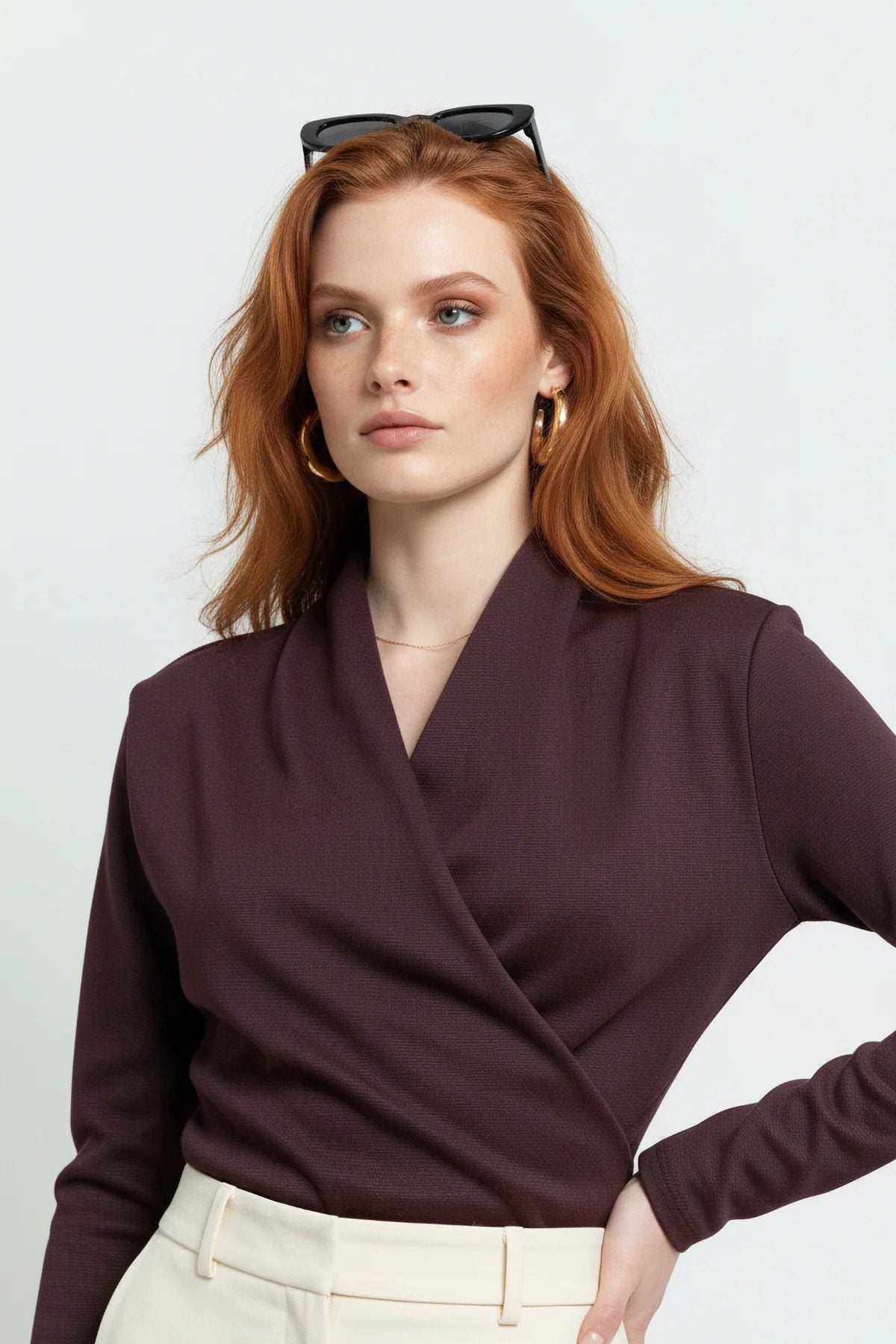 Langarm Snap Bodysuit mit Kragen