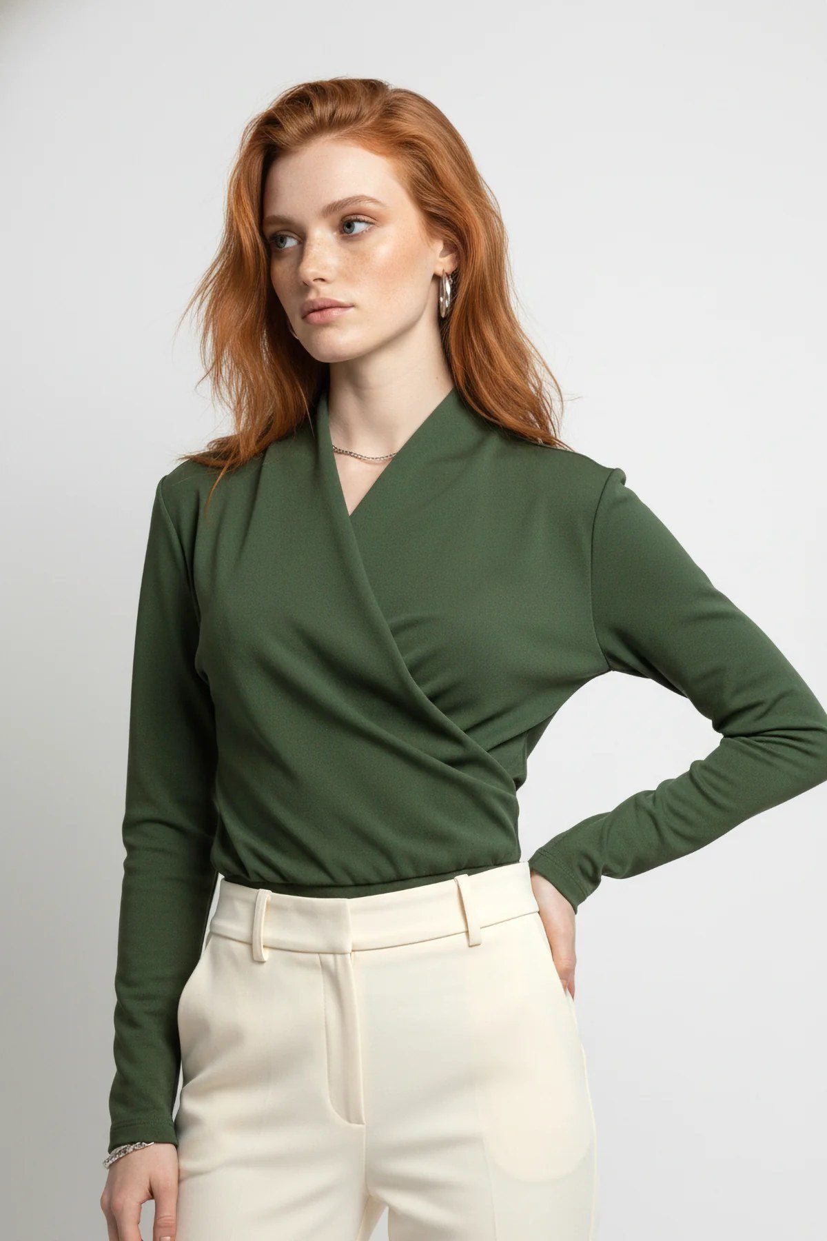 Langarm Snap Bodysuit mit Kragen