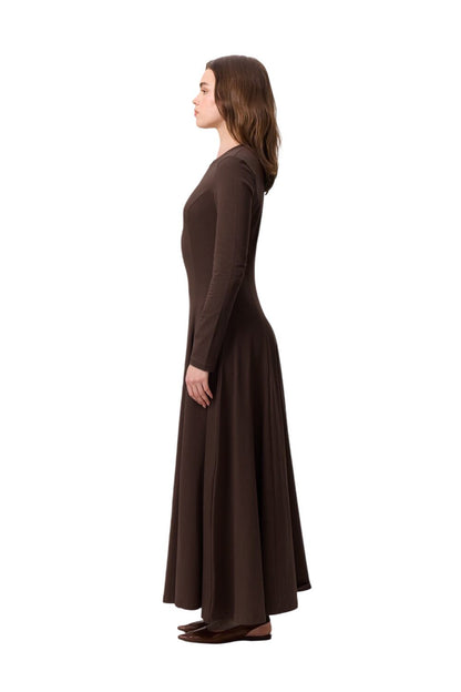 SCHWARZES LANGÄRMLIGES KLEID MIT CUP-FÖRMCHEN