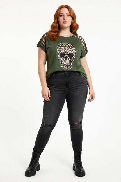 Totenkopf-Print T-Shirt
