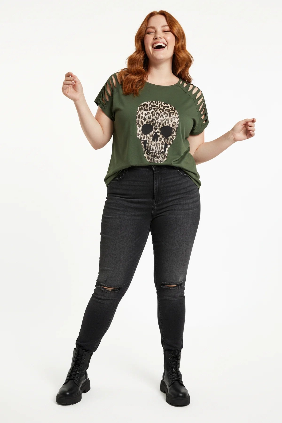 Totenkopf-Print T-Shirt
