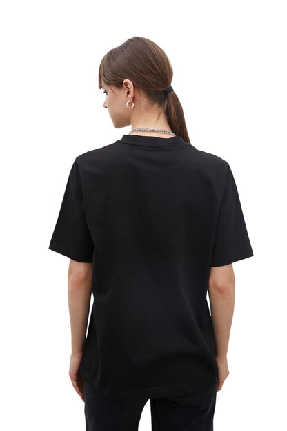 Kurzarm Baumwoll T-Shirt Schwarz