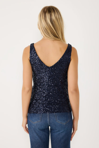 Paillettenbluse mit V-Ausschnitt