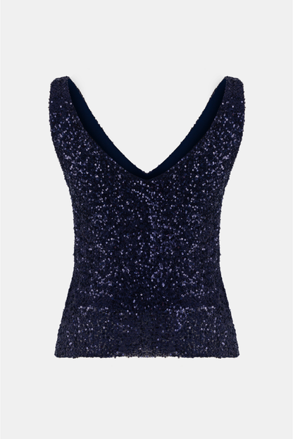 Paillettenbluse mit V-Ausschnitt