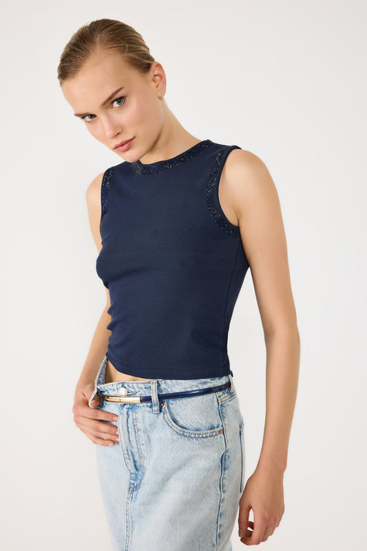 Ärmellose Crop-Bluse