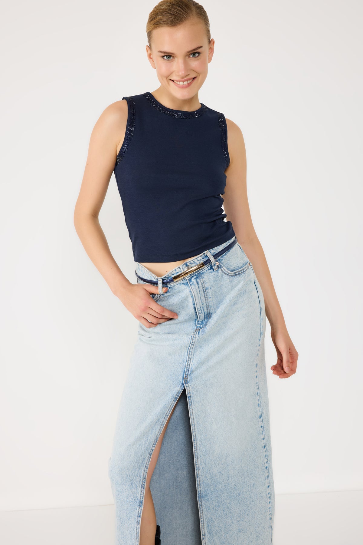 Ärmellose Crop-Bluse