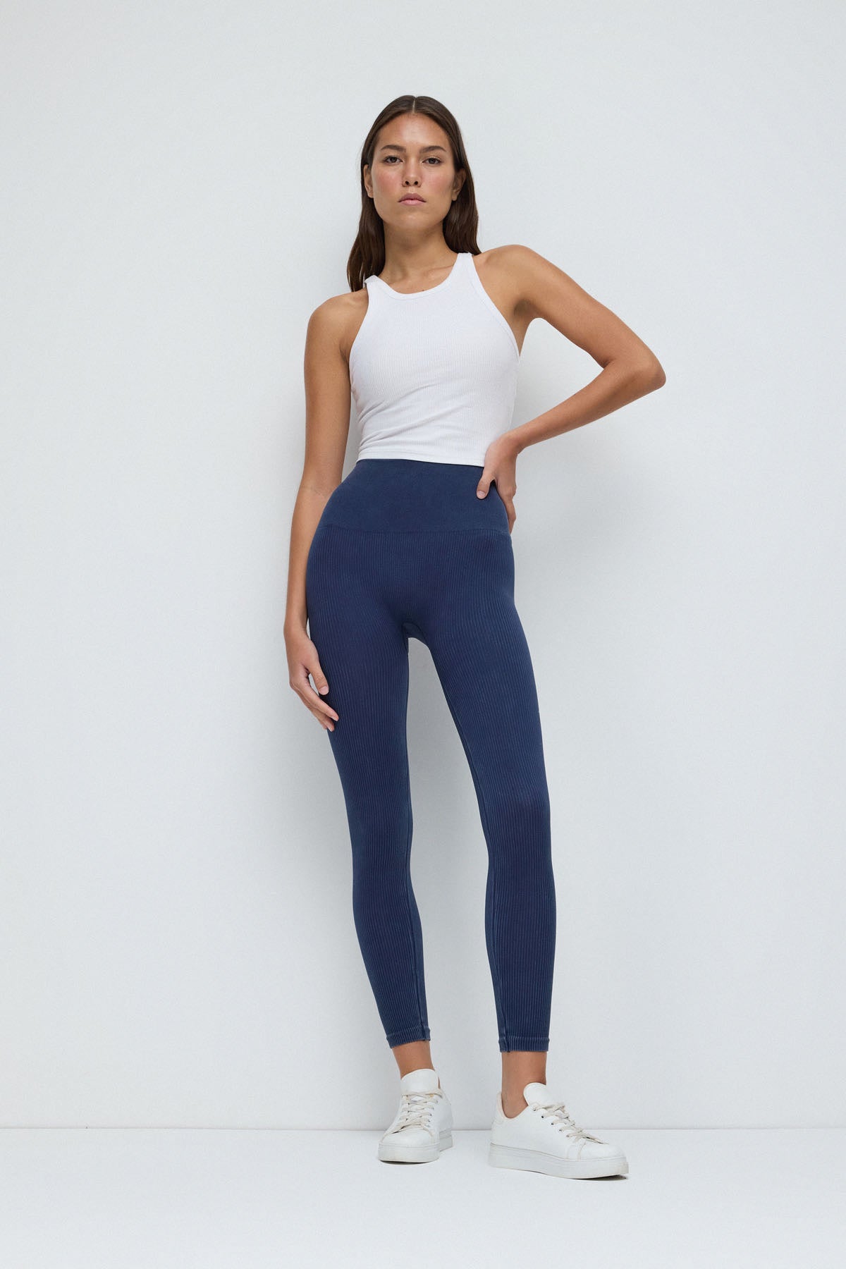 Stretch-Sportleggings mit hohem Bund