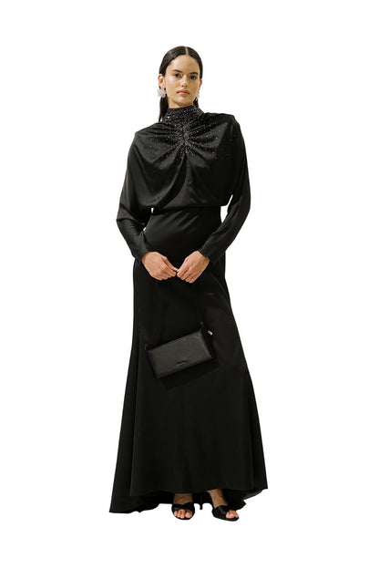 L'AMOUR VERZIERUNGENES ABENDKLEID, SCHWARZ