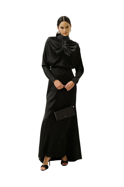 L'AMOUR VERZIERUNGENES ABENDKLEID, SCHWARZ