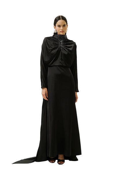 L'AMOUR VERZIERUNGENES ABENDKLEID, SCHWARZ