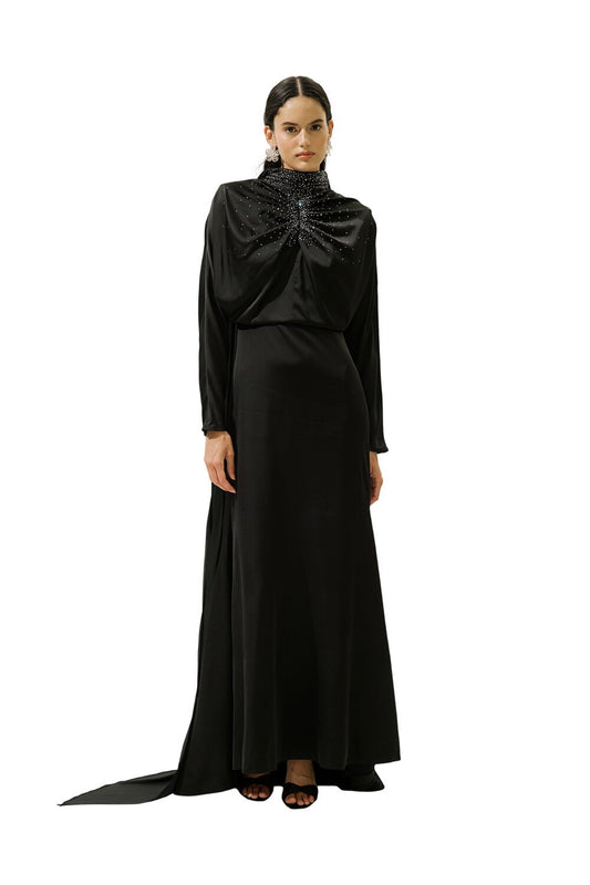 L'AMOUR VERZIERUNGENES ABENDKLEID, SCHWARZ