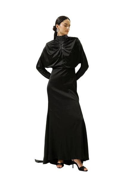 L'AMOUR VERZIERUNGENES ABENDKLEID, SCHWARZ