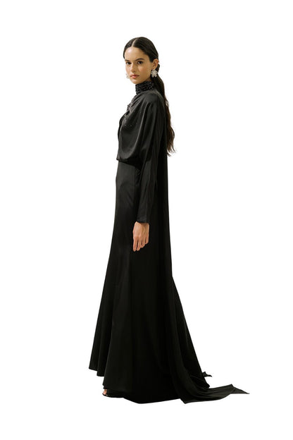 L'AMOUR VERZIERUNGENES ABENDKLEID, SCHWARZ