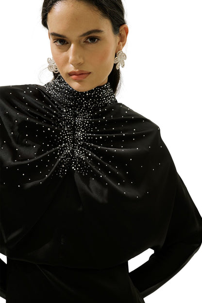 L'AMOUR VERZIERUNGENES ABENDKLEID, SCHWARZ