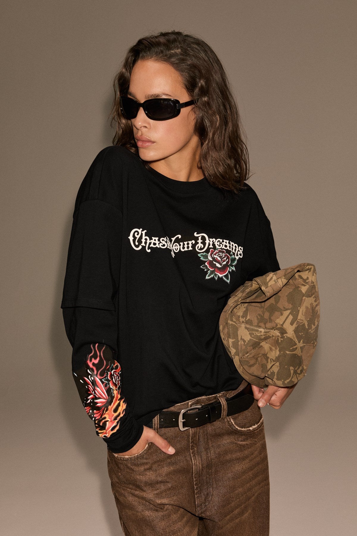 GRIMELANGE LAPIS Bio-Baumwoll Langarm-Shirt Schwarz