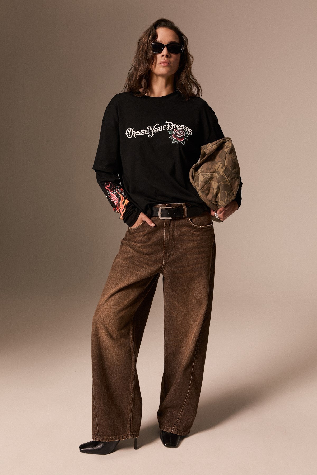 GRIMELANGE LAPIS Bio-Baumwoll Langarm-Shirt Schwarz