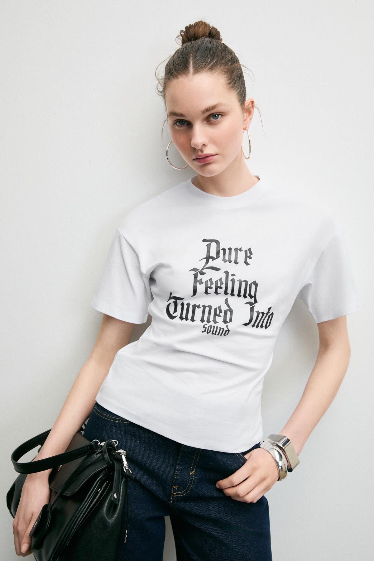 Damen 100% Baumwoll-T-Shirt Druck