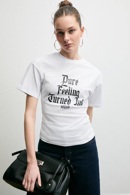 Damen 100% Baumwoll-T-Shirt Druck