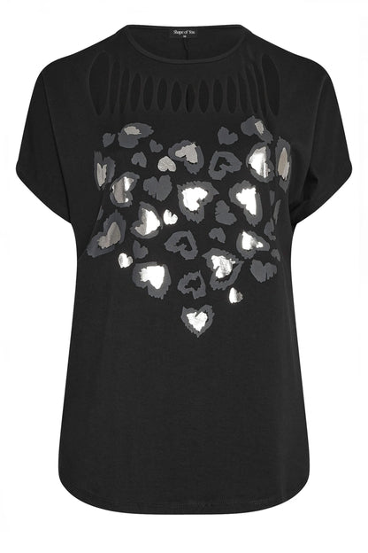 Laser-Cut Bedrucktes Baumwoll-T-Shirt