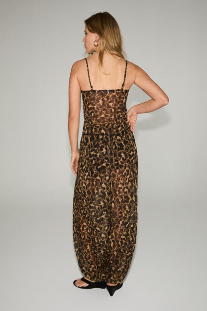 LEKEN Damen Leoparden Chiffon-Top